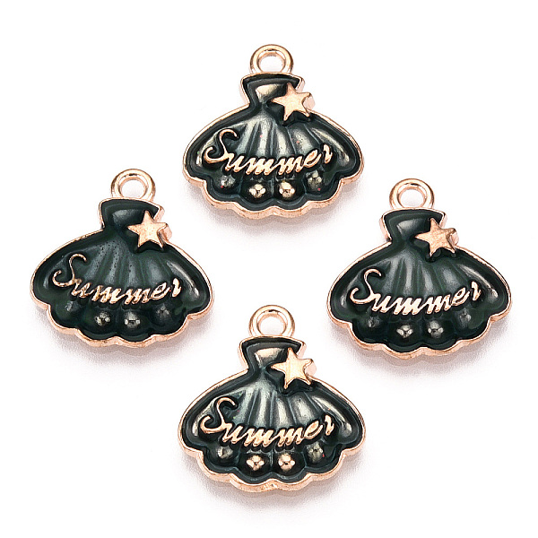 

PandaHall Alloy Enamel Pendants, Light Gold, Shell/Scallop with Star & Word Summer, Dark Green, 17.5x16.5x3mm, Hole: 1.6mm Alloy+Enamel...