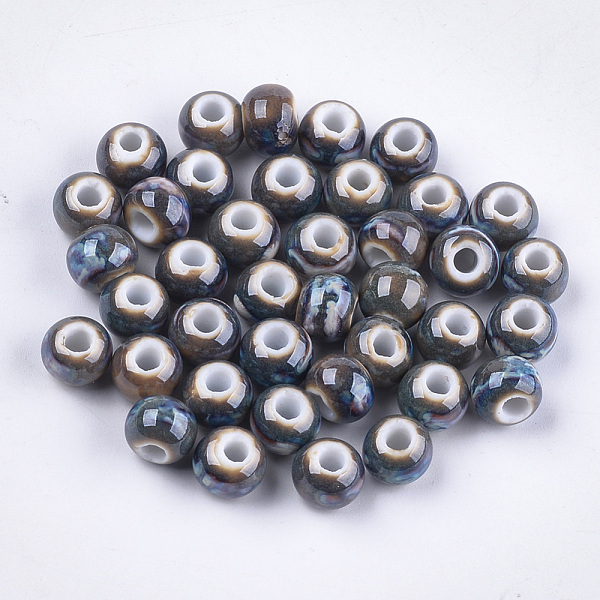 

PandaHall Handmade Porcelain Beads, Fancy Antique Glazed Porcelain, Round, Colorful, 7.5~8x7~7.5mm, Hole: 2~2.5mm Porcelain Round