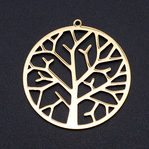 

PandaHall 201 Stainless Steel Pendants, Filigree Joiners Findings, Laser Cut, Flat Round with Tree, Golden, 37x34.5x1mm, Hole: 1.5mm 201...
