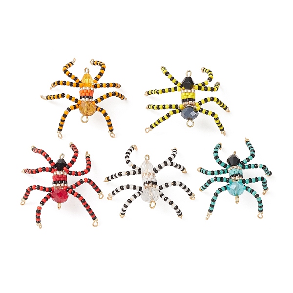 

PandaHall Handmade Seed Beads, Loom Pattern, 3D Spider Pendant, Halloween Theme, Mixed Color, 39x39x8mm, Hole: 2mm Glass Spider Multicolor