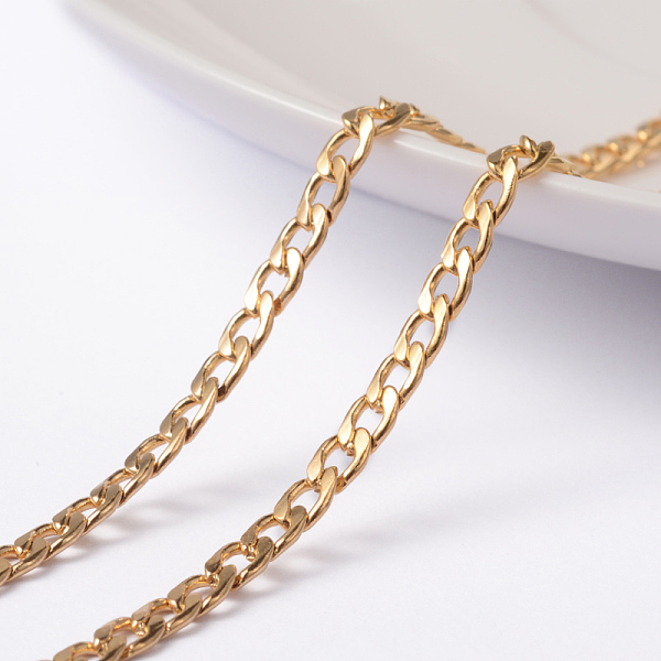 

PandaHall 3.28 Feet Ion Plating(IP) 304 Stainless Steel Twisted Chain Curb Chains, Unwelded, Golden, 5x3x0.8mm 304 Stainless Steel