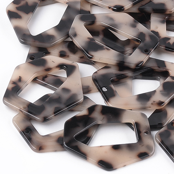 

PandaHall Cellulose Acetate(Resin) Pendants, Tortoiseshell Pattern, Two-tone, Polygon, Antique White, 40x35x2.5mm, Hole: 2mm Cellulose..., Orange