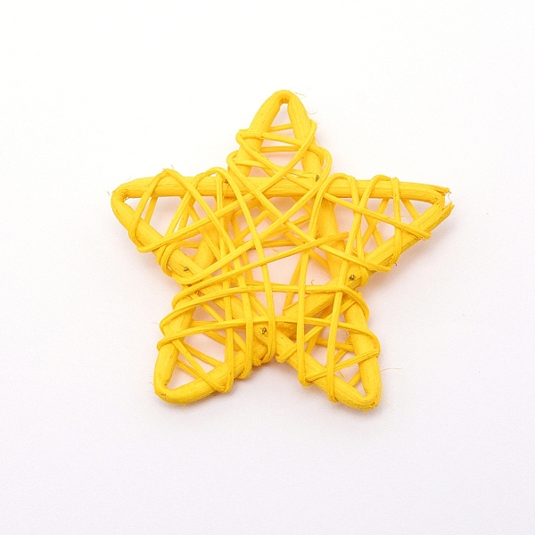 

PandaHall Rattan Art Craft, Star, Gold, 60~63x60~64x12~17mm Rattan Star Gold