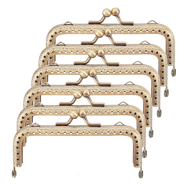 

PandaHall Iron Purse Frame Handle, with Porcelain Finding, for Bag Sewing Craft Tailor Sewer, Antique Bronze, 10.5x4.5cm Iron