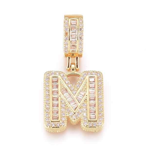 

PandaHall Brass Micro Pave Cubic Zirconia Pendants, Letter, Clear, Golden, Letter.M, 19x16x3.5mm, Hole: 6.5x9mm Brass+Cubic Zirconia Letter...