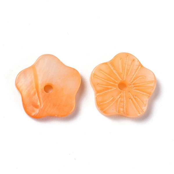 

PandaHall Natural Freshwater Shell Beads, Dyed, Flower, Orange, 10x10.5x2mm, Hole: 1.2mm Freshwater Shell Flower Orange