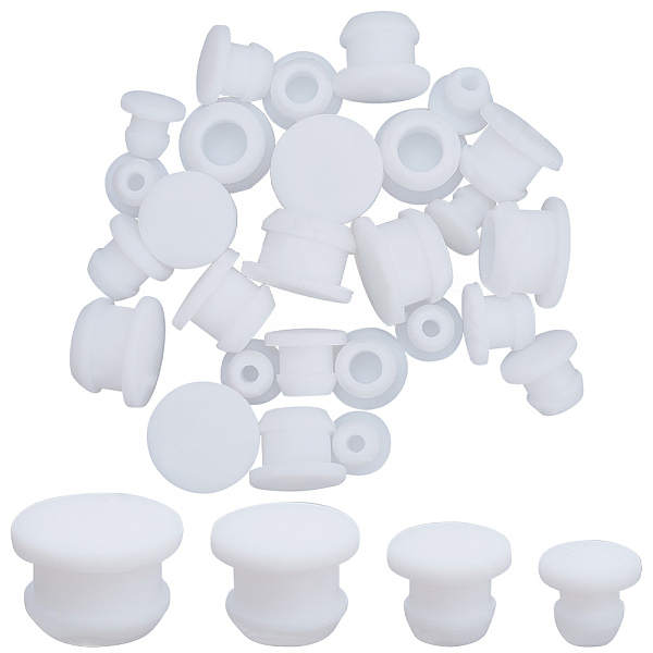 

PandaHall GORGECRAFT 32Pcs 4 Sizes Reusable Silicone Salt and Pepper Corks 0.2"to 0.43" Salt Shaker Plugs Stoppers for Salt and Pepper Round..., White