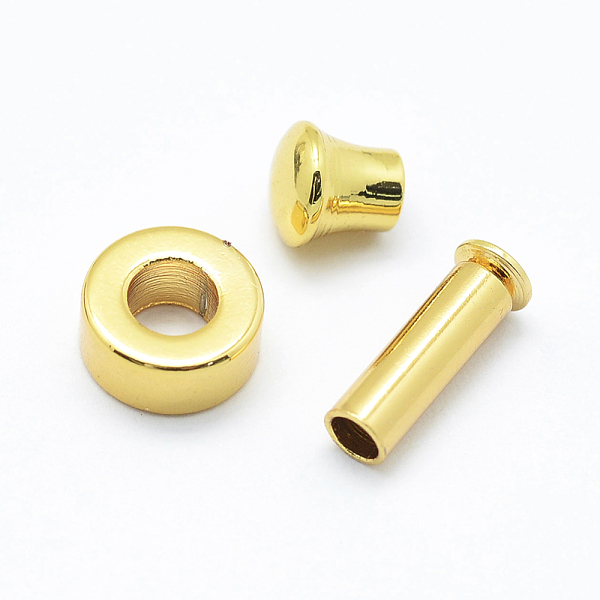 

PandaHall 304 Stainless Steel Clasps, Column Beads & Caps, Vacuum Plating, Golden, Long Column: 11.5x4mm, Short Column: 5.5x5.5mm, Ring...