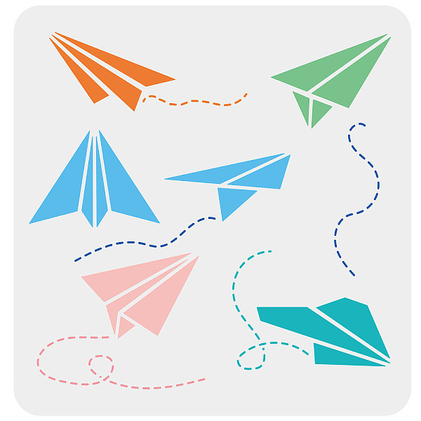 PandaHall FINGERINSPIRE Paper Airplane Decoration Template 30x30cm Cartoon Airplane Designs Stencils Template Painting Reusable Chalk Signs...