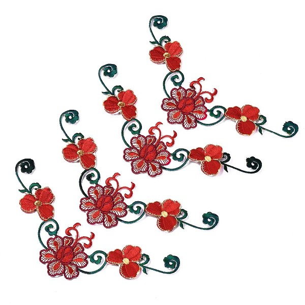 

PandaHall Computerized Embroidery Non Woven Fabric Iron On/Sew On Patches, with Polyester Thread Costume Accessories, Hot Melt Adhesive on..., Red