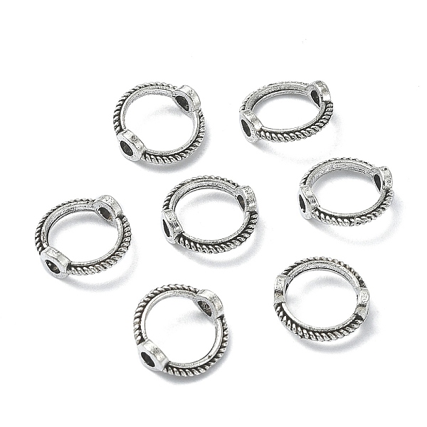 

PandaHall Tibetan Style Zinc Alloy Bead Frames, Round Ring, Antique Silver, 11mm, Hole: 1mm Alloy Ring
