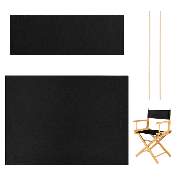

PandaHall AHANDMAKER 1 Set Director Chair Canvas Replacement Cover, Casual Directors Chair Cover Kit Replacement Cover Canvas with Wood..., Black