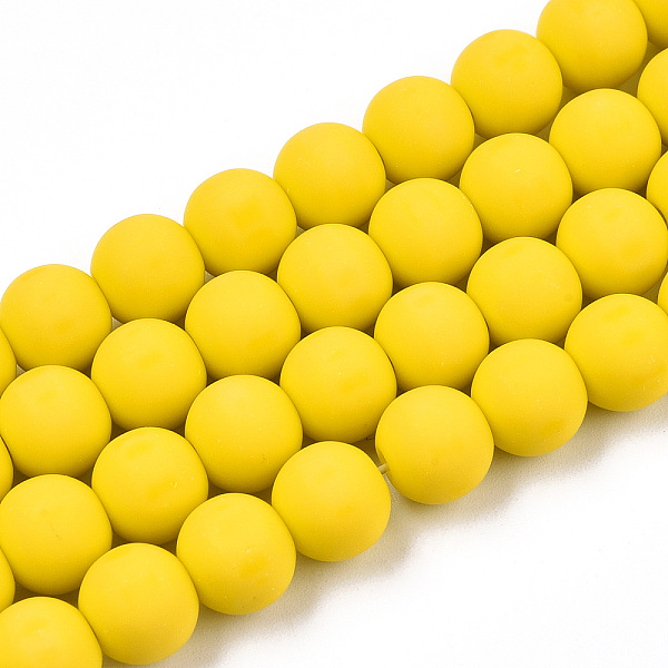 

PandaHall Opaque Glass Beads Strands, Frosted, Round, Gold, 8~8.5mm, Hole: 1.5mm, about 51~53pcs/strand, 14.96 inch~15.55 inch(38~39.7cm)...