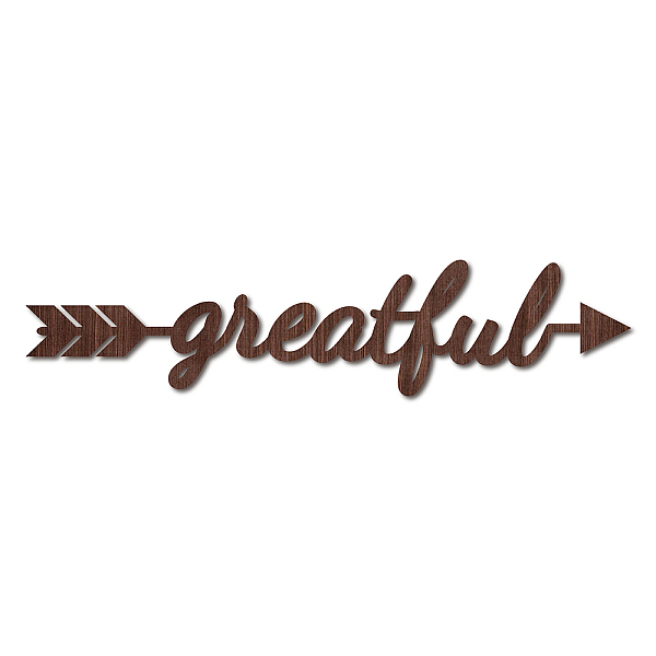 PandaHall Natural Basswood Wall Sculpture, Torus Wall Art, Home Decor Meditation Symbol, Word Greatful, Camel, 68x300x6mm Wood Word Brown