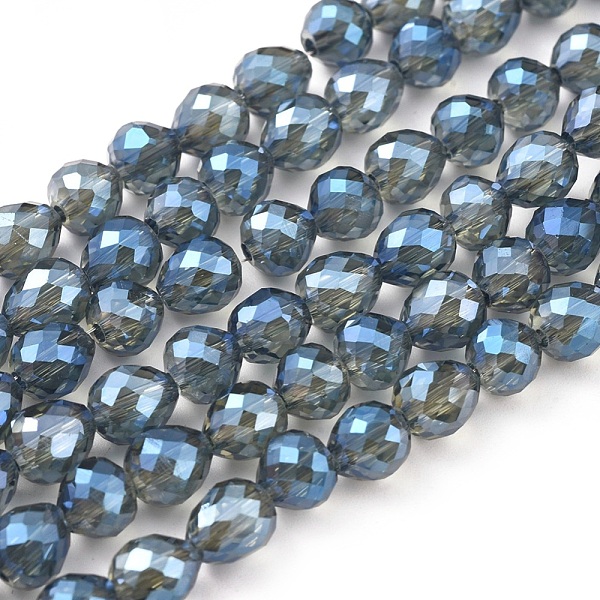

PandaHall Electroplate Glass Beads Strands, Full Rainbow Plated, Faceted, Strawberry, Steel Blue, 6~6.5x6mm, Hole: 1.2mm, about 78pcs/strand...