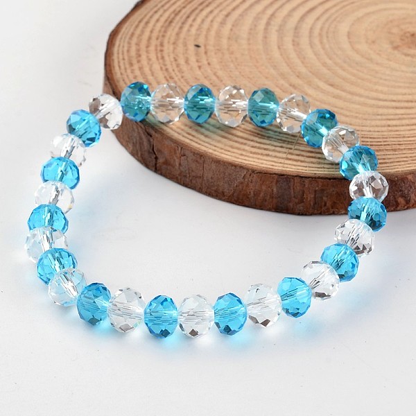 

PandaHall Faceted Abacus Glass Beaded Stretch Bracelets, Deep Sky Blue, 54mm Glass Blue