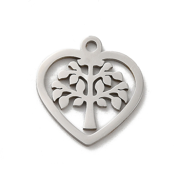 

PandaHall 201 Stainless Steel Charms, Laser Cut, Stainless Steel Color, Heart Charm, Tree, 14x13x1mm, Hole: 1.2mm 201 Stainless Steel Tree