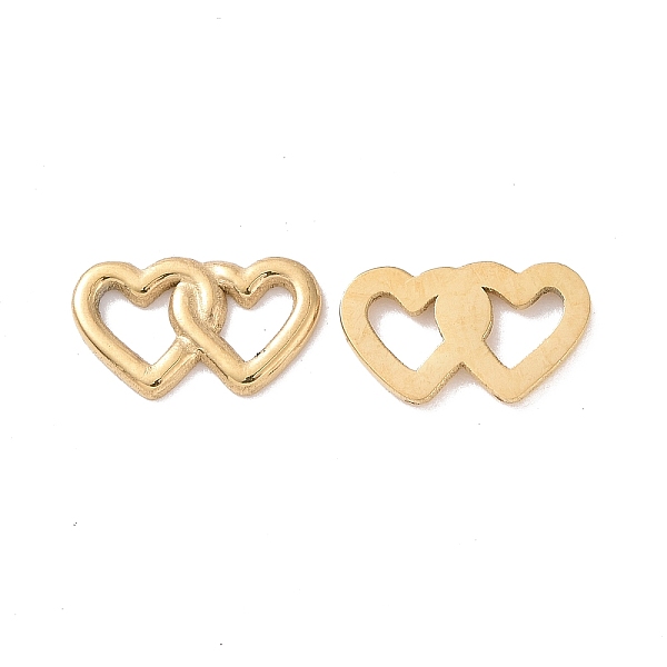 

PandaHall 304 Stainless Steel Cabochon, Double Heart, Real 18K Gold Plated, 6x10.5x1mm, Hole: 2.5x3mm 304 Stainless Steel Heart