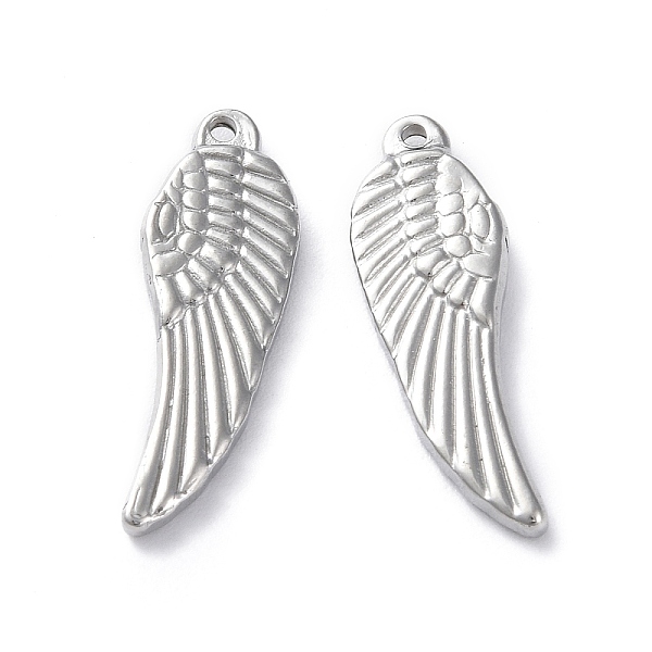 

PandaHall 304 Stainless Steel Pendants, Wing Charm, Stainless Steel Color, 26.5x9x3mm, Hole: 1mm 304 Stainless Steel Wing