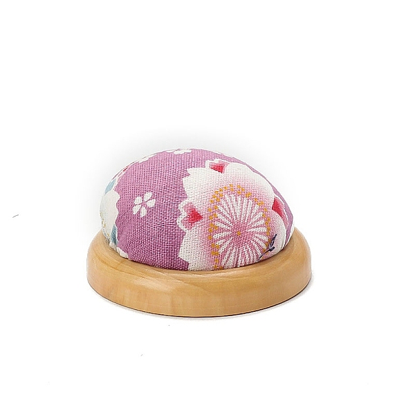 

PandaHall Flower Pattern Handmade Needle Pin Cushions, Pincushions for Needlework, Violet, 71x38mm Wood Half Round Purple