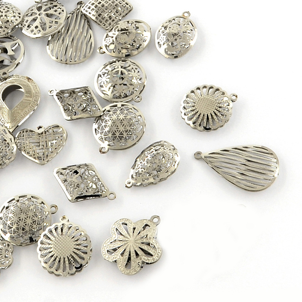 

PandaHall 304 Stainless Steel Pendants, Hollow, Mixed Shapes, Stainless Steel Color, 16~43x13~29x2~7mm, Hole: 1~2mm 304 Stainless Steel...