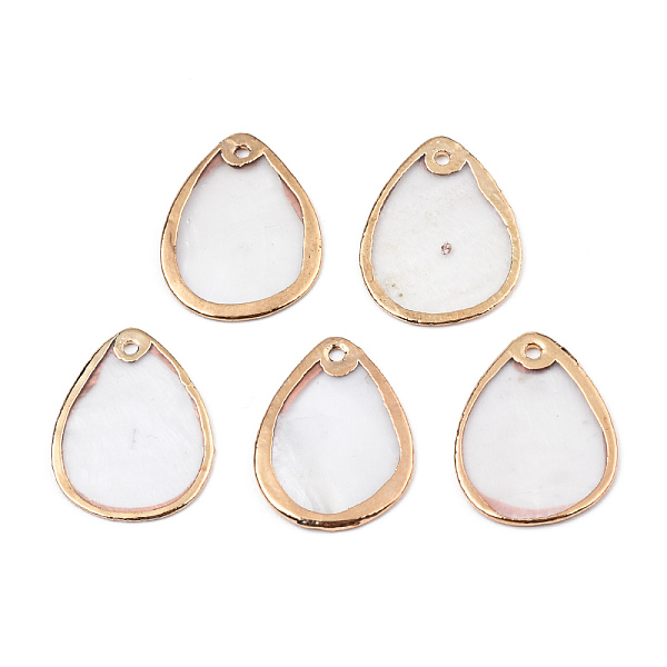 

PandaHall Natural Capiz Shell Pendants, with Light Gold Plated Brass Edge, Teadrdrop, 19~19.5x14.5~15x0.5mm, Hole: 0.5~1mm Capiz Shell...