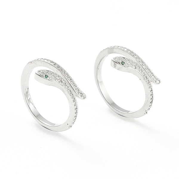

PandaHall Brass Micro Pave Cubic Zirconia Cuff Rings, Open Rings, Long-Lasting Plated, Snake, Platinum, Size 7, Inner Diameter: 17mm..., Clear