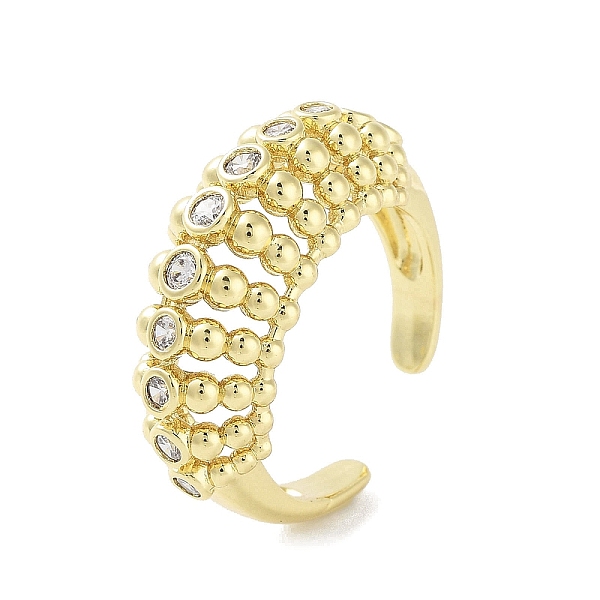 

PandaHall Rack Plating Brass Micro Pave Cubic Zirconia Cuff Rings, Long-Lasting Plated for Women, Lead Free & Cadmium Free, Real 18K Gold...