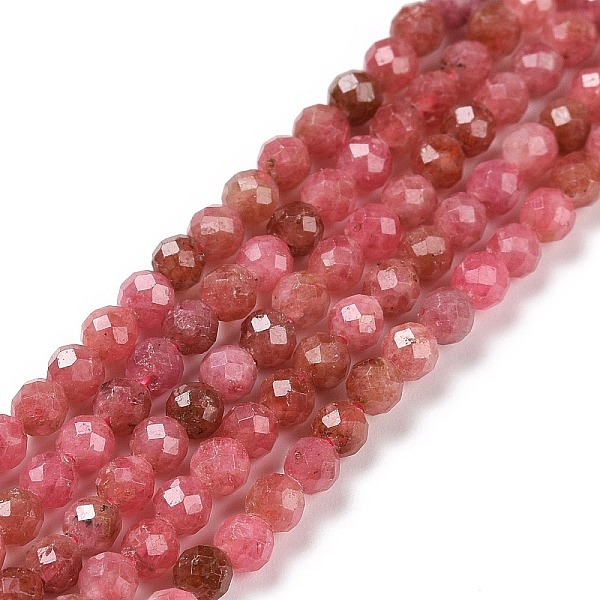 

PandaHall Natural Rhodonite Beads Strands, Faceted, Round, 3mm, Hole: 0.6mm, about 126pcs/strand, 15.16 inch(38.5cm) Rhodonite Round