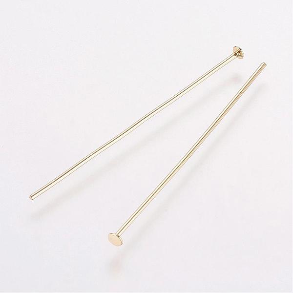 

PandaHall Rack Plating Brass Flat Head Pins, Long-Lasting Plated, Electroplated, Golden, 35x0.8mm, 20 Gauge, Head: 1.8mm Brass