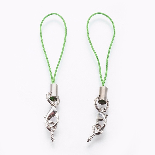 

PandaHall Nylon Cord Mobile Straps, with Iron Screw Eye Pin Bail, Alloy Lobster Claw Clasps and Brass Cord Ends, Platinum, Lime Green...