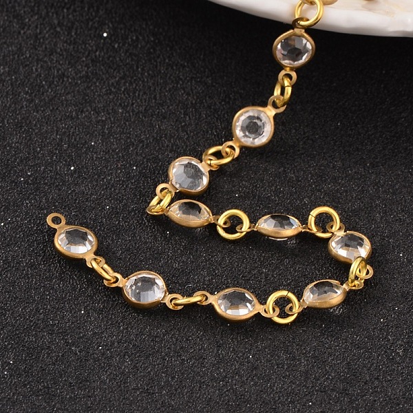 

PandaHall Golden Tone Brass Glass Handmade Beaded Chains, Unwelded, Clear, 1000mm Brass+Glass Clear