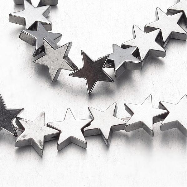 

PandaHall Electroplate Non-magnetic Synthetic Hematite Bead Strands, Star, Silver Plated, 10x10x2~3mm, Hole: 1mm, about 47pcs/strand, 15.5...