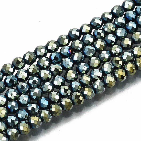 

PandaHall Electroplate Non-magnetic Synthetic Hematite Beads Strands, Round, Faceted, Yellow Green, 3mm, Hole: 0.8mm, about...