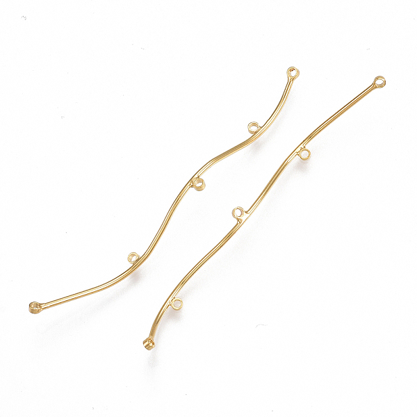 

PandaHall Brass Chandelier Components Links, Curved, Nickel Free, Real 18K Gold Plated, 61~63x3x3mm, Hole: 1mm Brass Others