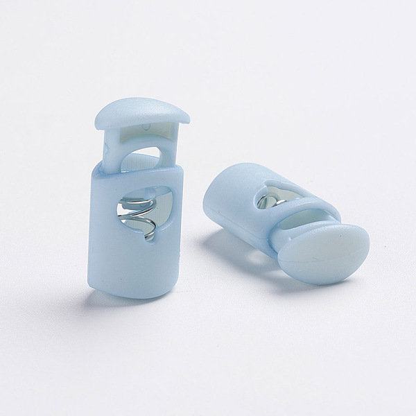 

PandaHall Plastic Spring Cord Locks, 1-Hole, Light Blue, 27~28x14x9mm, Hole: 3x7.5mm Plastic Blue