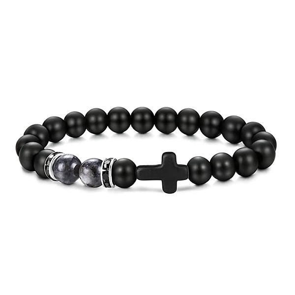

PandaHall Bohemian Tiger Eye Stone Bracelet Cross Natural Stone Beads Vintage Matte Bead Bracelet Natural Gemstone