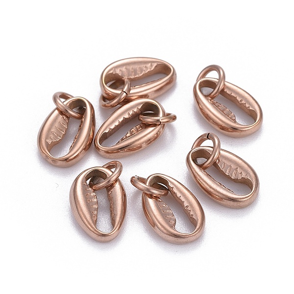 

PandaHall 304 Stainless Steel Charms, with Jump Ring, Cowrie Shell, Rose Gold, 11.5x7.7x3mm, Hole: 3.5mm 304 Stainless Steel Shell Shape
