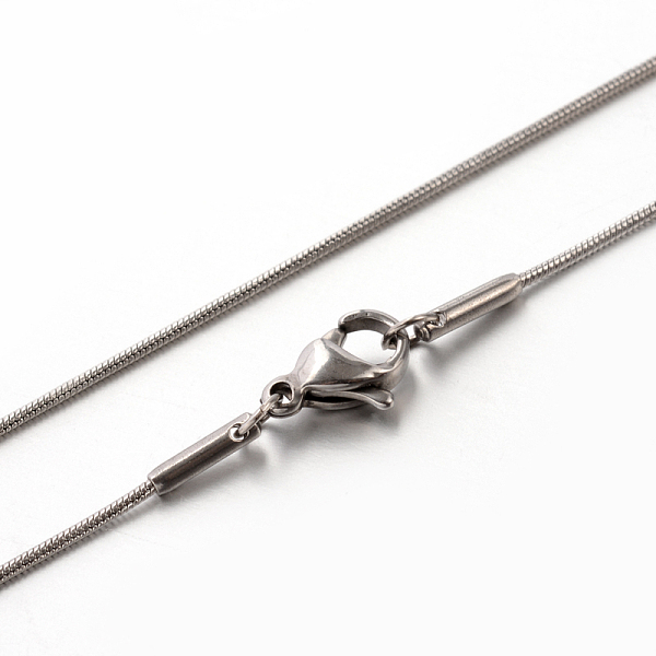 

PandaHall Classic Plain 304 Stainless Steel Mens Womens Snake Chain Necklaces, Stainless Steel Color, 17.7 inch(45cm), 0.9mm 304 Stainless...