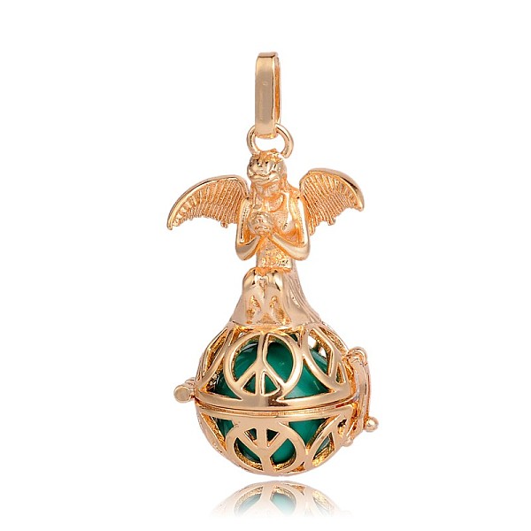 

PandaHall Golden Plated Brass Hollow Round Cage Pendants, with No Hole Spray Painted Brass Beads, Sea Green, 45x25x24mm, Hole: 3x8mm Brass...