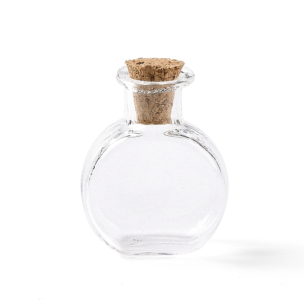 

PandaHall Flat Round Miniature Glass Bottles, with Cork Stoppers, Empty Wishing Bottles, for Dollhouse Accessories, Jewelry Making, Clear...