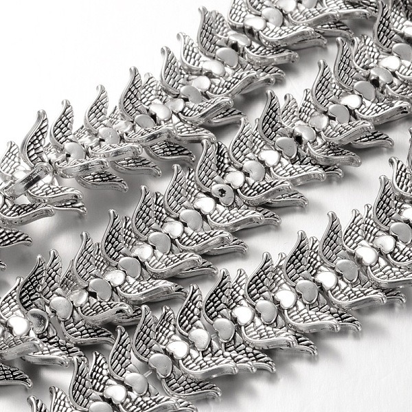 

PandaHall Wing Tibetan Style Alloy Bead Strands, Lead Free, 7x20x3mm, Hole: 1mm, about 40pcs/Strand Alloy Wing