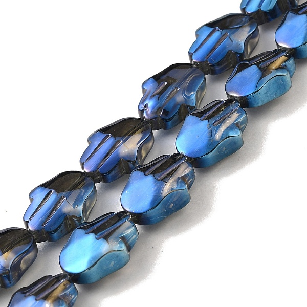 

PandaHall Transparent Electroplate Glass Beads Strands, Rainbow Plated, Hamsa Hand, Steel Blue, 17.8x13.5x7.5mm, Hole: 1.3mm, about...