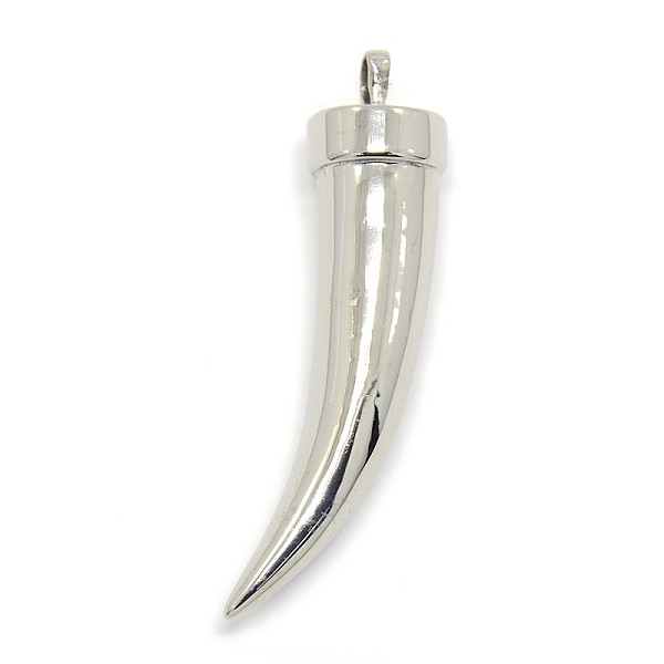 

PandaHall 201 Stainless Steel Italian Horn Big Pendants, Stainless Steel Color, 65x16mm, Hole: 5x4mm 201 Stainless Steel Horn