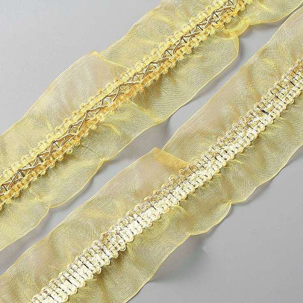 PandaHall Polyester Pleated Lace Trim, Curtain Decoration, Costume Accessories, Pale Goldenrod, 2-1/8 inch(55mm), about 12.58 Yards...