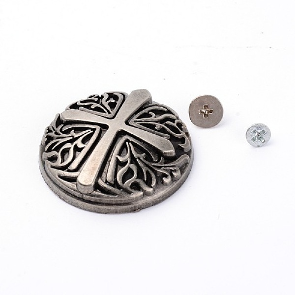 

PandaHall Alloy & Iron Craft Solid Screw Rivet, DIY Leather Craft Nail, Flat Round with Cross, Antique Silver, 30x8mm, Hole: 2.5mm, Screw...