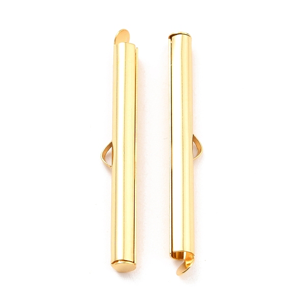 

PandaHall 304 Stainless Steel Slide On End Clasp Tubes, Slider End Caps, Real 18K Gold Plated, 40x6x4mm, Hole: 3x1mm, Inner Diameter: 3.5mm...