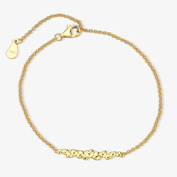 

PandaHall S925 Sterling Silver Heart Bracelets for Women, Sweet and Simple, Golden, 5.91 inch(150mm) Sterling Silver Heart
