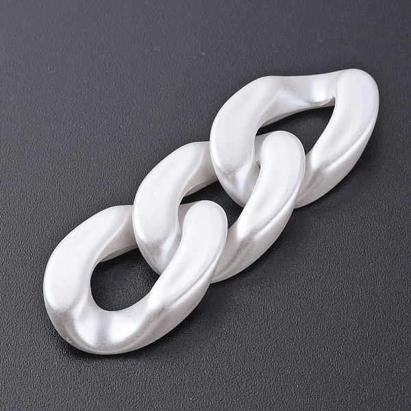 

PandaHall Opaque Acrylic Linking Rings, Quick Link Connectors, for Curb Chains Making, Pearlized, Twist, Seashell Color, 29x20x6mm, Inner...