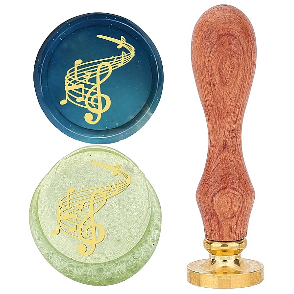 

PandaHall Brass Wax Seal Stamps with Rosewood Handle, for DIY Scrapbooking, Musical Note, 25mm Brass Musical Note